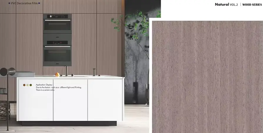 Pvc Wood Grain Film For Furniture Cover Kitchen Cabinet